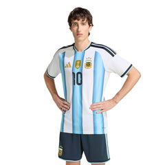 2026 Argentina Men's Authentic Home Messi #10 Soccer Jersey White / Icey Blue / Light Blue - Adidas