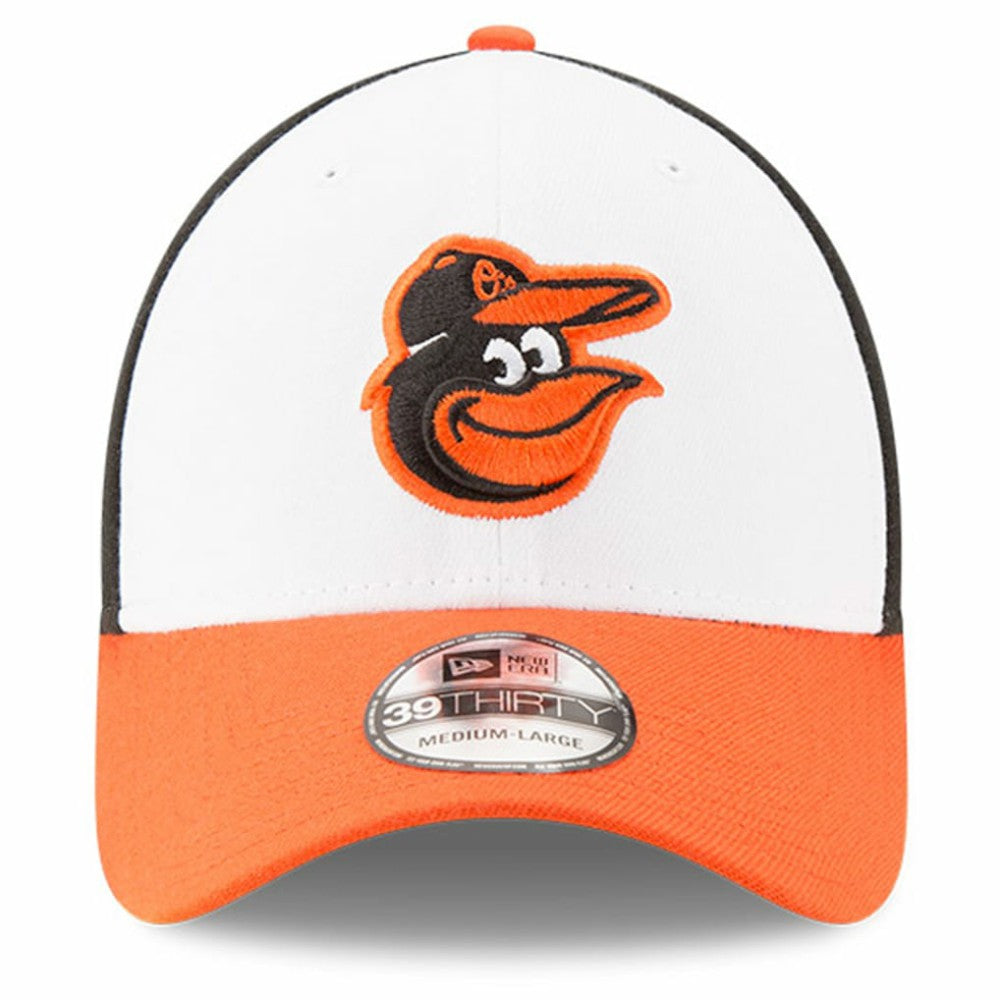 Baltimore Orioles MLB Team Classic Logo 39THIRTY Flex Hat White/Orange | New Era