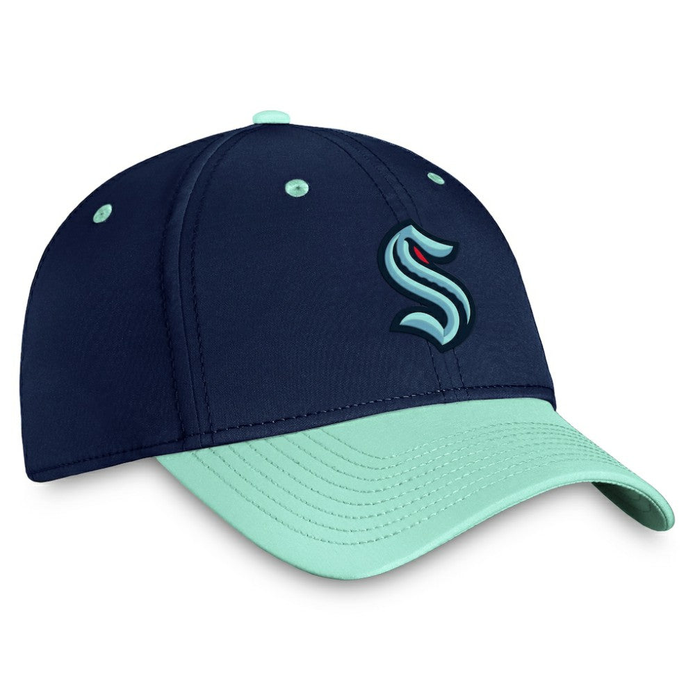 Seattle Kraken Fanatics Authentic Pro Rink Two-Tone Flex Hat – Deep Sea Blue/Light Blue