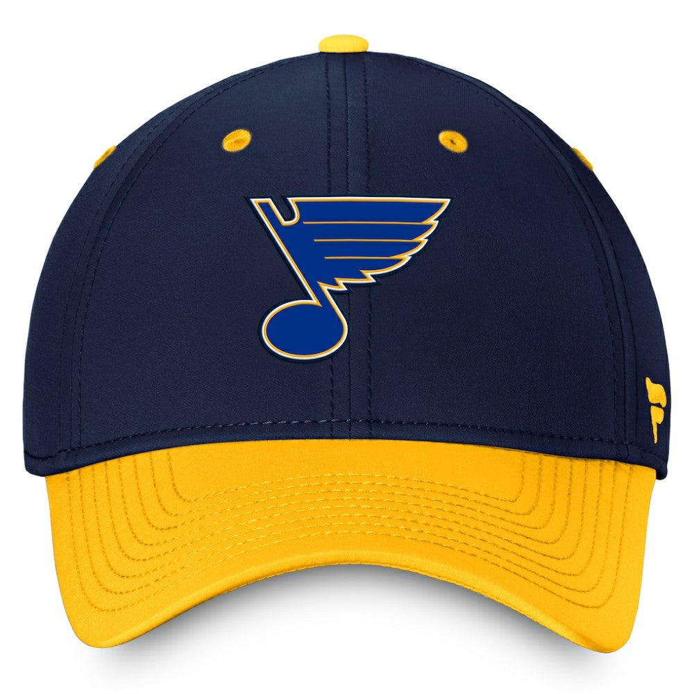 St. Louis Blues Fanatics Authentic Pro Rink Two-Tone Flex Hat – Navy/Gold