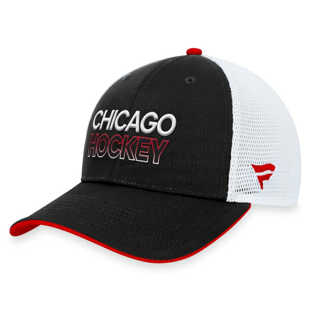 Chicago Blackhawks Fanatics Authentic Pro Rink Trucker Adjustable Hat Black