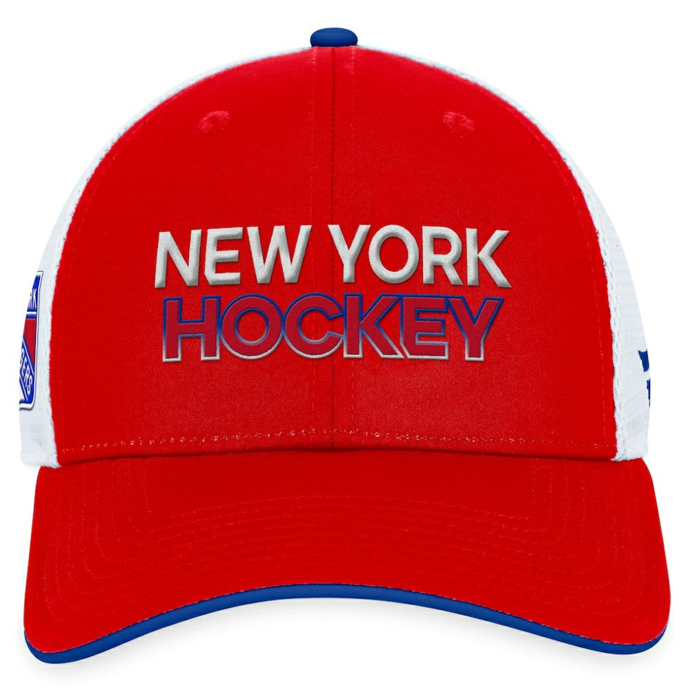 New York Rangers Fanatics Authentic Pro Rink Trucker Adjustable Hat Red