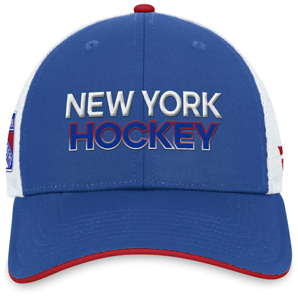 New York Rangers Fanatics Authentic Pro Rink Trucker Adjustable Hat Blue