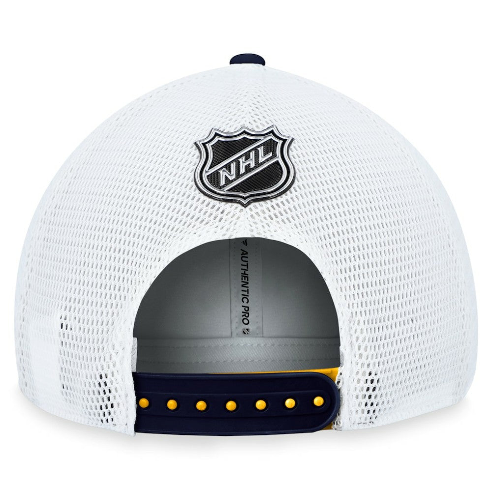 St. Louis Blues Fanatics Authentic Pro Rink Trucker Adjustable Hat Gold