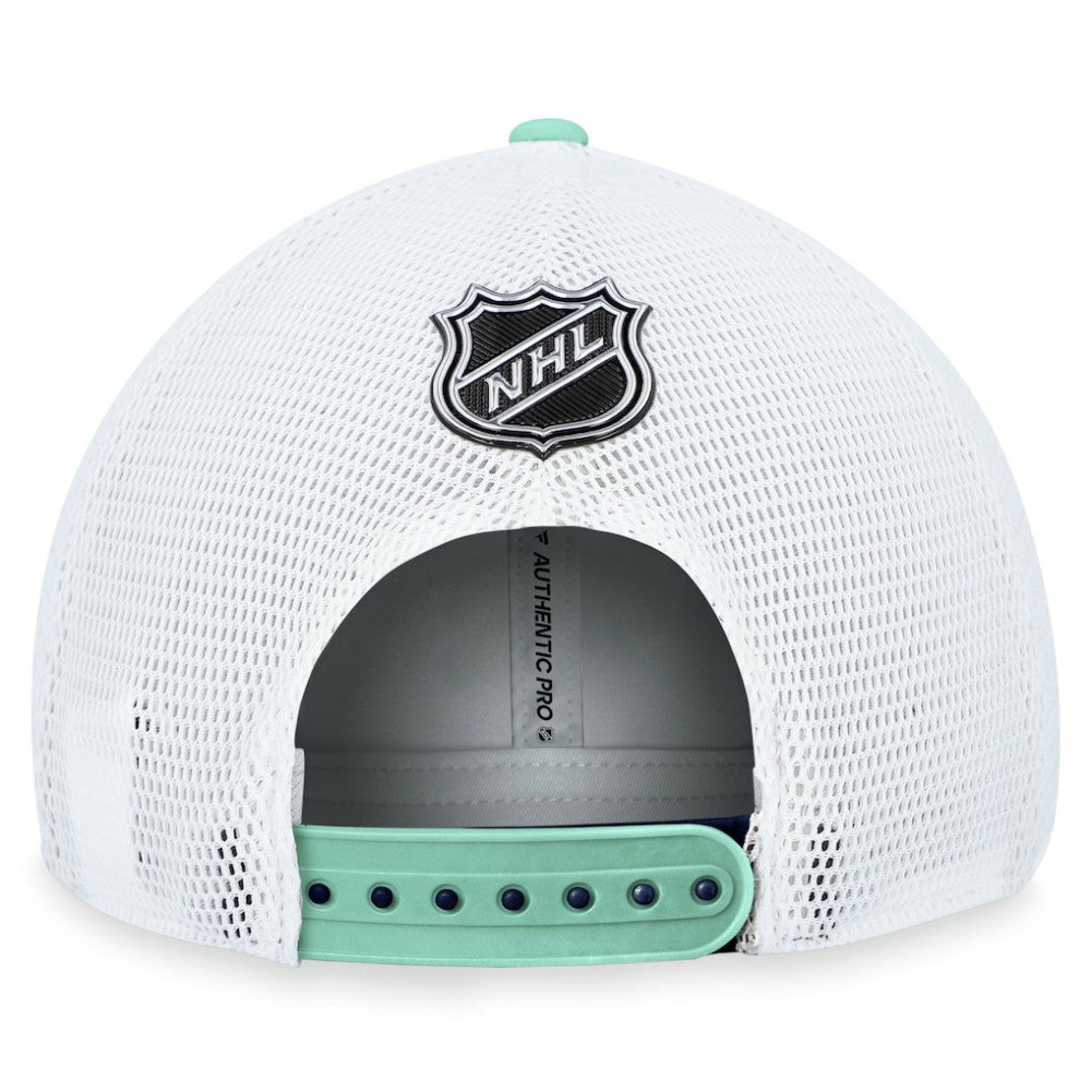Seattle Kraken Fanatics Authentic Pro Rink Trucker Adjustable Hat Deep Sea Blue