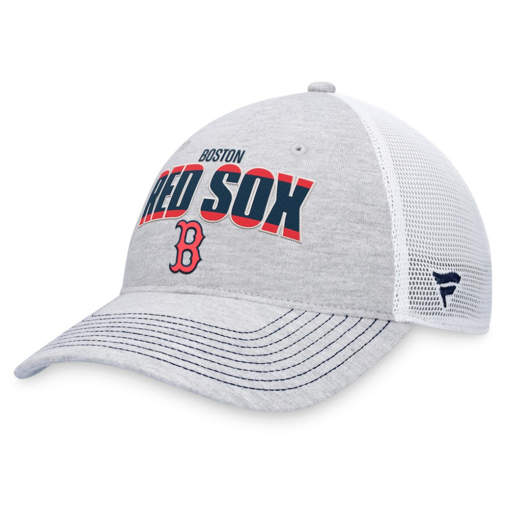 Boston Red Sox Logo Trucker Adjustable Hat Heather Gray/White