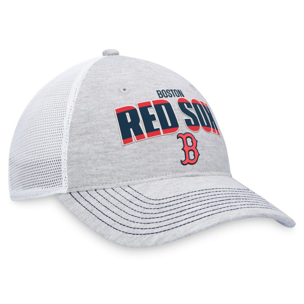 Boston Red Sox Logo Trucker Adjustable Hat Heather Gray/White