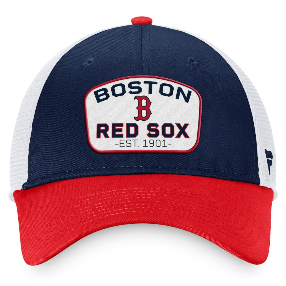 Boston Red Sox Two-Tone Patch Trucker Adjustable Hat Navy/Red