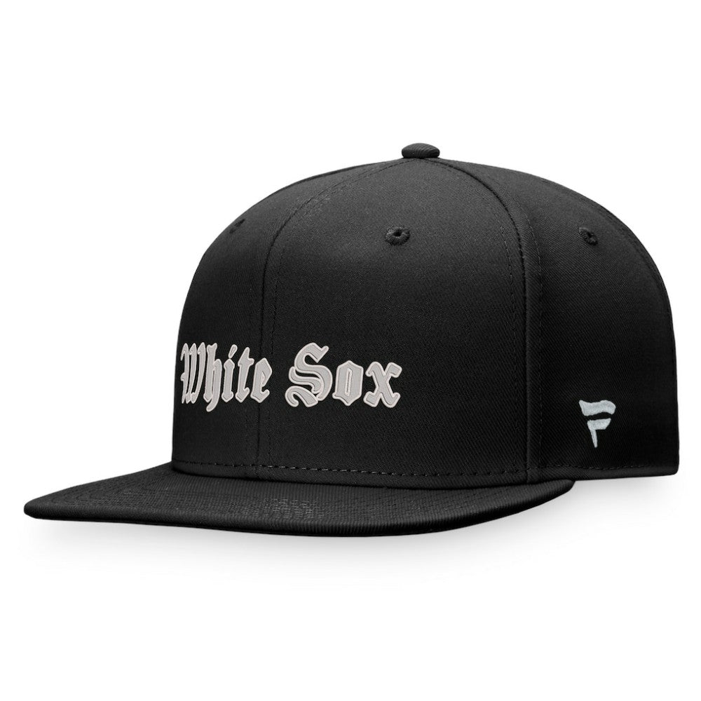 Chicago White Sox Gothic Script Fitted Hat Black