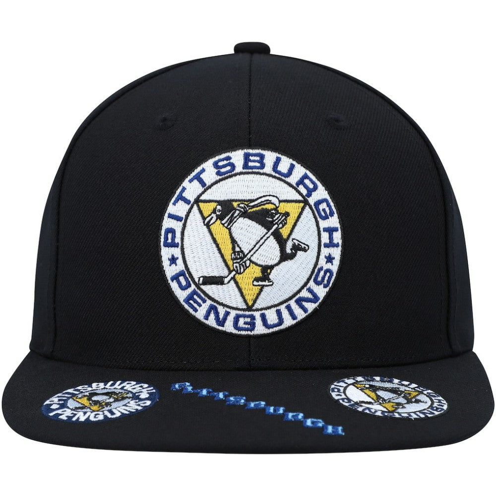 Pittsburgh Penguins Mitchell & Ness Vintage Hat Trick Snapback Hat Black