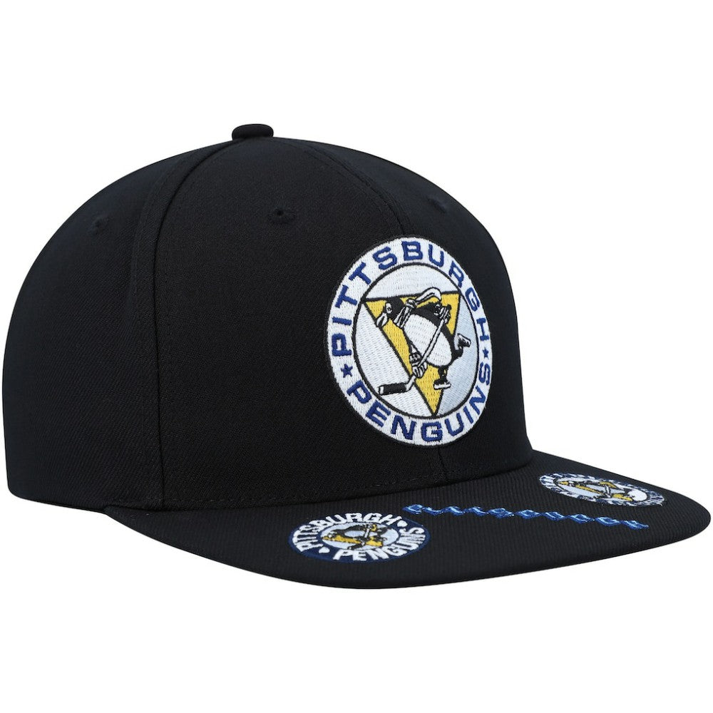 Pittsburgh Penguins Mitchell & Ness Vintage Hat Trick Snapback Hat Black