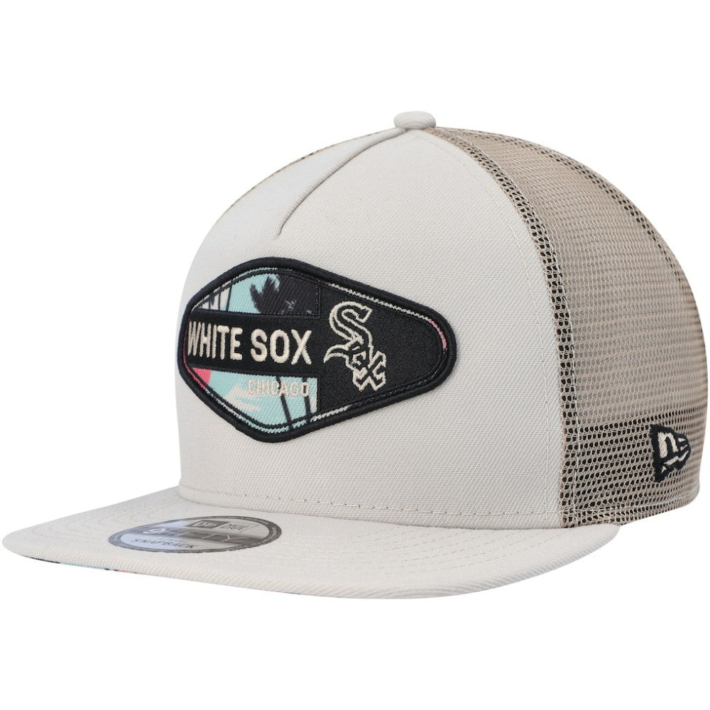 Chicago White Sox Retro Beachin' Patch A-Frame Trucker 9FIFTY Snapback Hat Natural | New Era