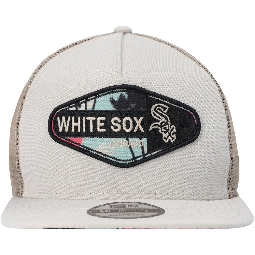 Chicago White Sox Retro Beachin' Patch A-Frame Trucker 9FIFTY Snapback Hat Natural | New Era