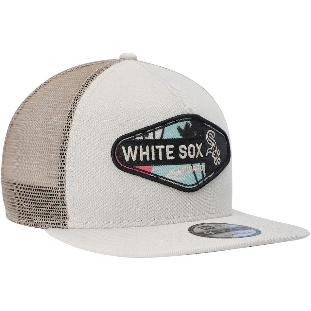 Chicago White Sox Retro Beachin' Patch A-Frame Trucker 9FIFTY Snapback Hat Natural | New Era