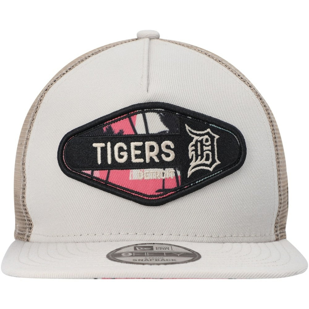 Detroit Tigers Retro Beachin' Patch A-Frame Trucker 9FIFTY Snapback Hat Natural | New Era