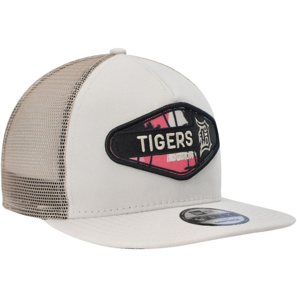 Detroit Tigers Retro Beachin' Patch A-Frame Trucker 9FIFTY Snapback Hat Natural | New Era