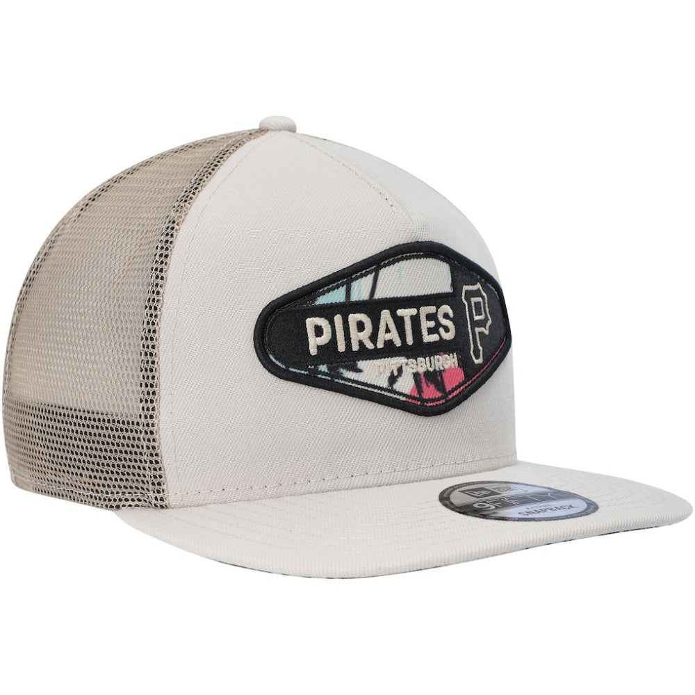 Pittsburgh Pirates Retro Beachin' Patch A-Frame Trucker 9FIFTY Snapback Hat Natural | New Era