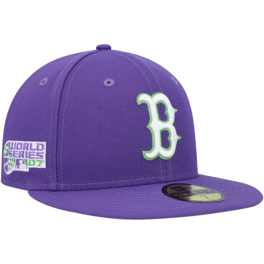 Boston Red Sox Lime Side Patch 59FIFTY Fitted Hat Purple | New Era