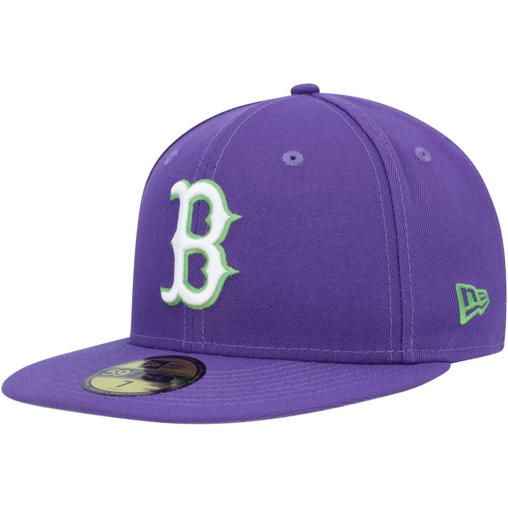 Boston Red Sox Lime Side Patch 59FIFTY Fitted Hat Purple | New Era