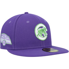 Chicago Cubs Lime Side Patch 59FIFTY Fitted Hat Purple | New Era