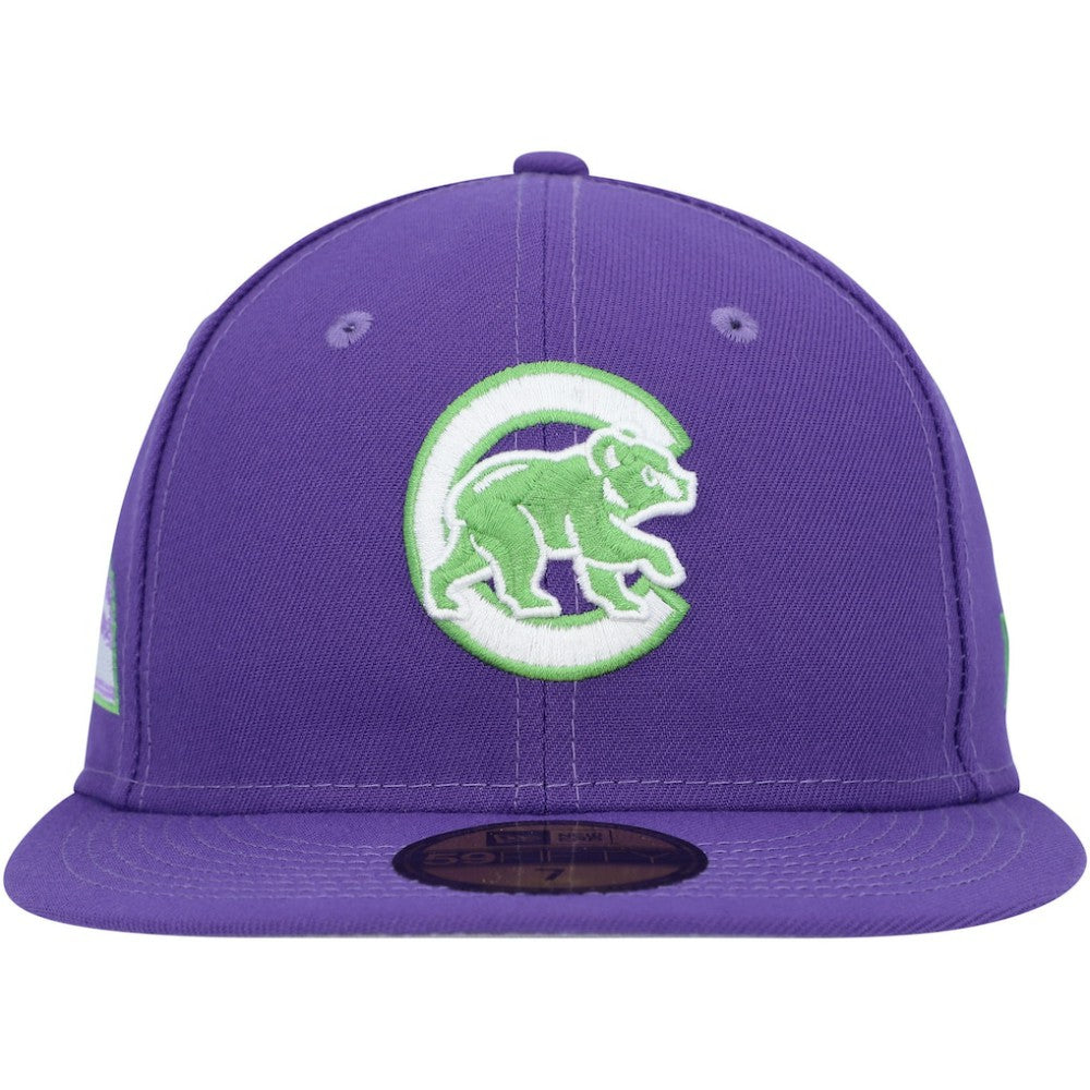 Chicago Cubs Lime Side Patch 59FIFTY Fitted Hat Purple | New Era