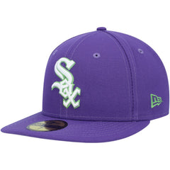 Chicago White Sox Lime Side Patch 59FIFTY Fitted Hat Purple | New Era