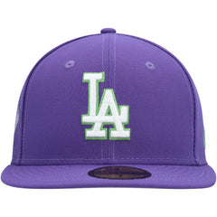 Los Angeles Dodgers Lime Side Patch 59FIFTY Fitted Hat Purple | New Era