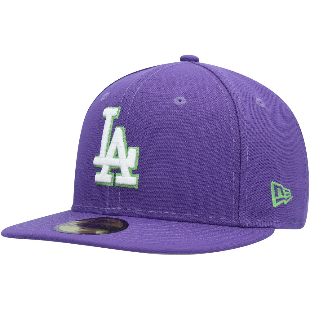 Los Angeles Dodgers Lime Side Patch 59FIFTY Fitted Hat Purple | New Era