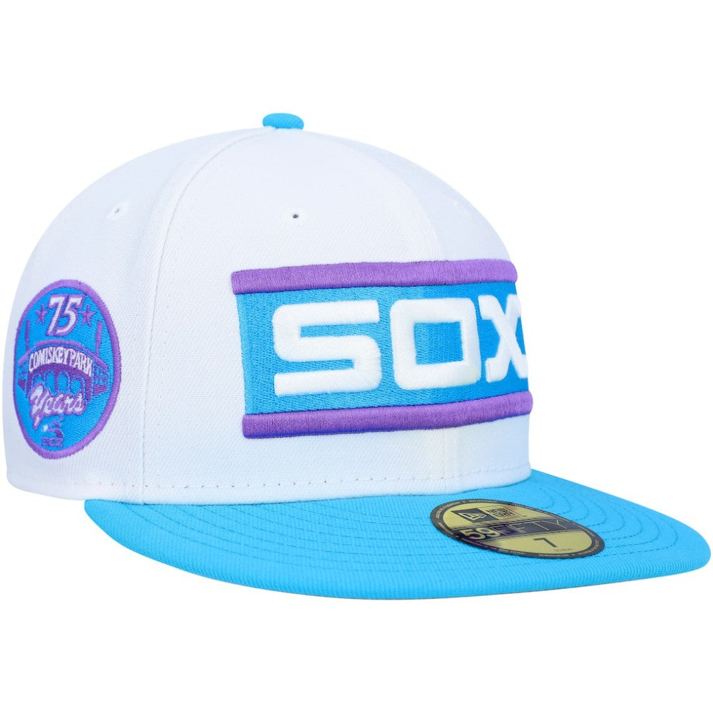 Chicago White Sox Comiskey Park 75th Anniversary Vice 59FIFTY Fitted Hat White | New Era