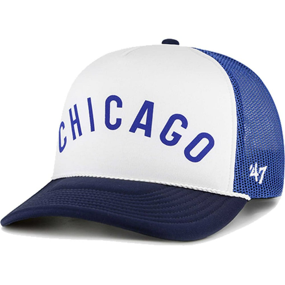 Chicago Cubs Foam Front Script Trucker Snapback Hat White | 47 brand