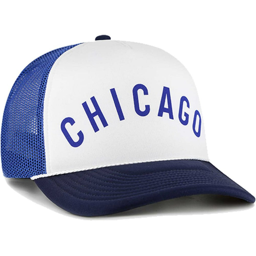 Chicago Cubs Foam Front Script Trucker Snapback Hat White | 47 brand
