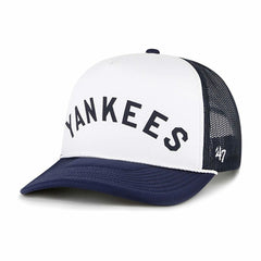 New York Yankees Foam Front Script Trucker Snapback Hat White | 47 brand