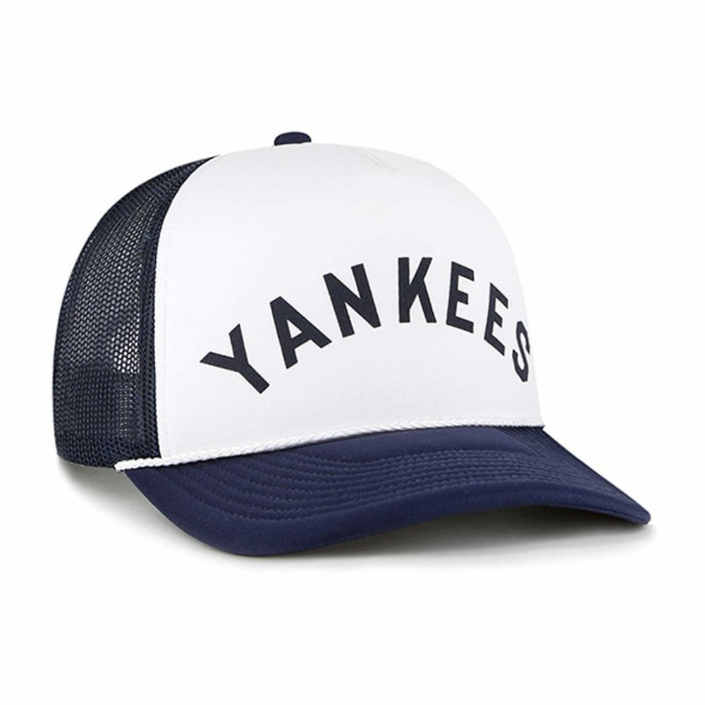New York Yankees Foam Front Script Trucker Snapback Hat White | 47 brand