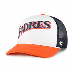 San Diego Padres Foam Front Script Trucker Snapback Hat White | 47 brand