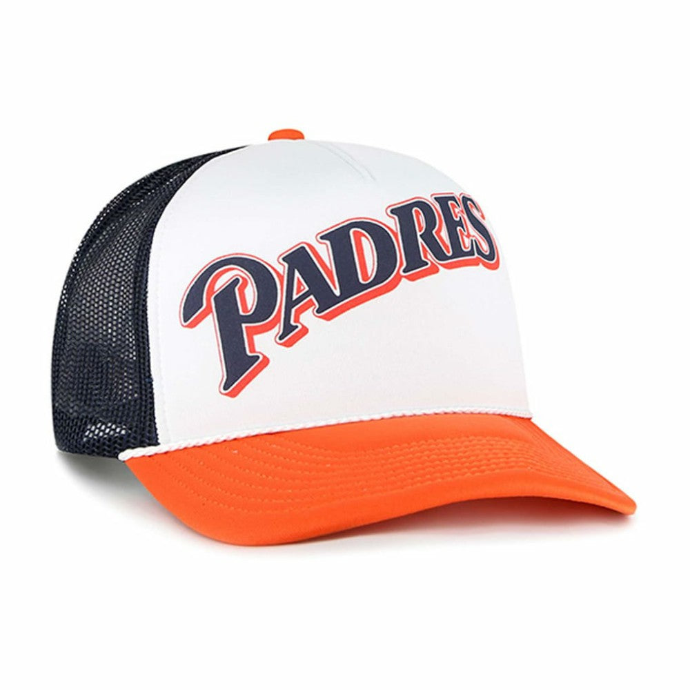 San Diego Padres Foam Front Script Trucker Snapback Hat White | 47 brand