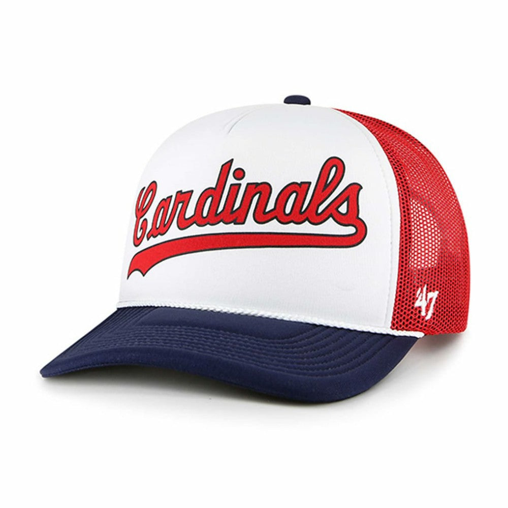 St. Louis Cardinals Foam Front Script Trucker Snapback Hat White | 47 brand