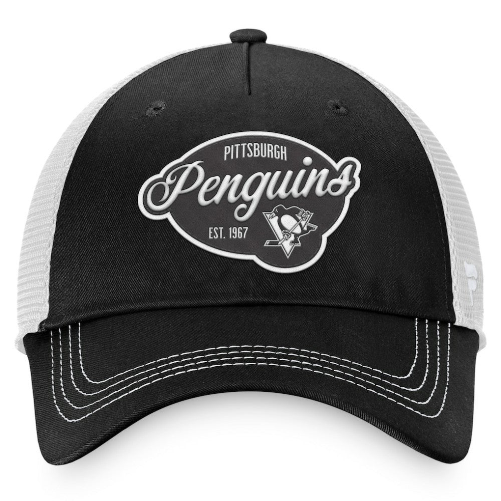 Pittsburgh Penguins Fanatics Women's Fundamental Trucker Adjustable Hat Black/White