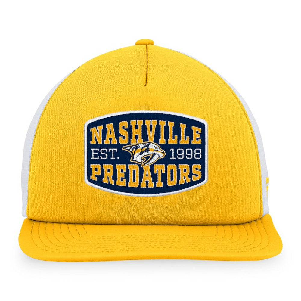 Nashville Predators Fanatics Foam Front Patch Trucker Snapback Hat Gold/White