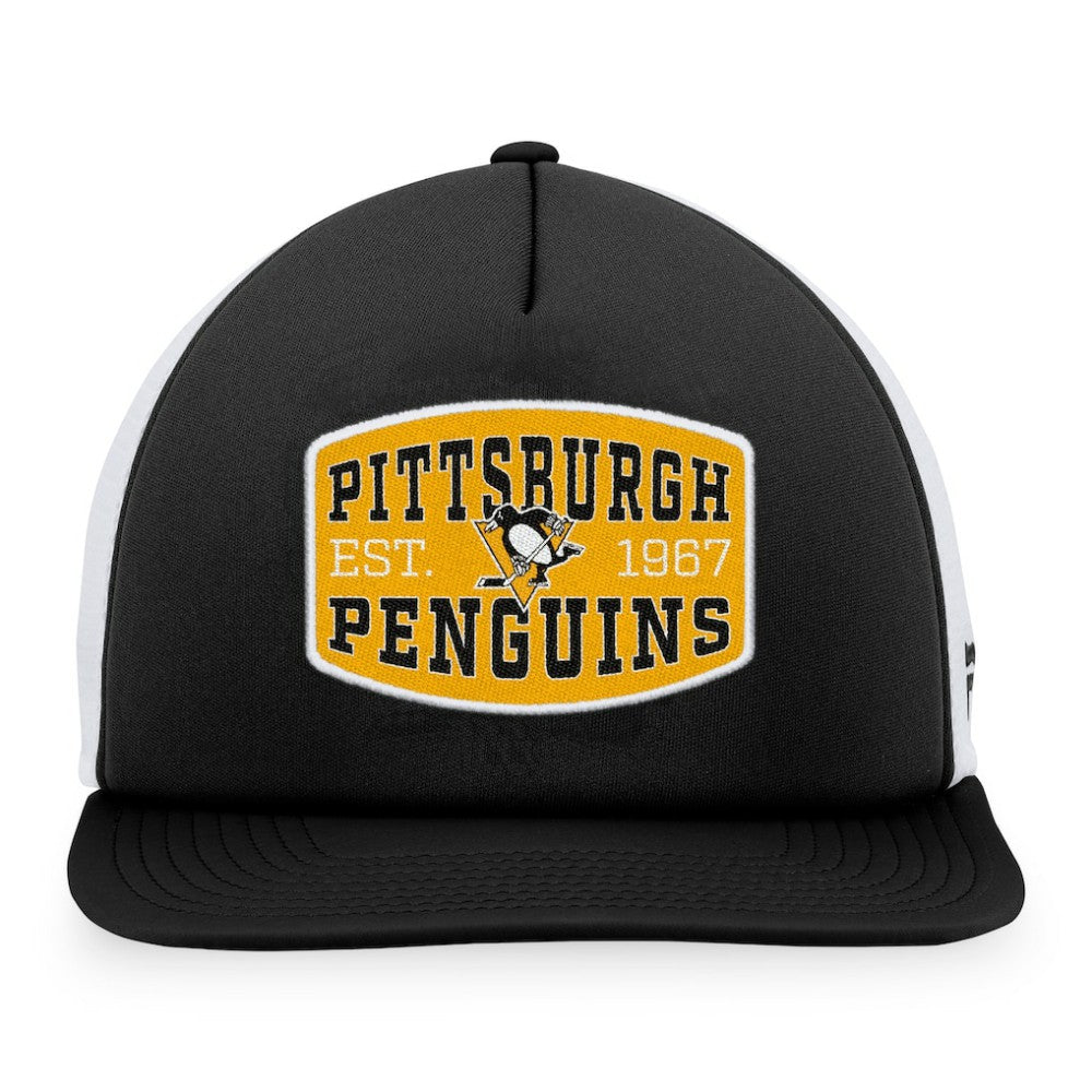 Pittsburgh Penguins Fanatics Foam Front Patch Trucker Snapback Hat Black/White