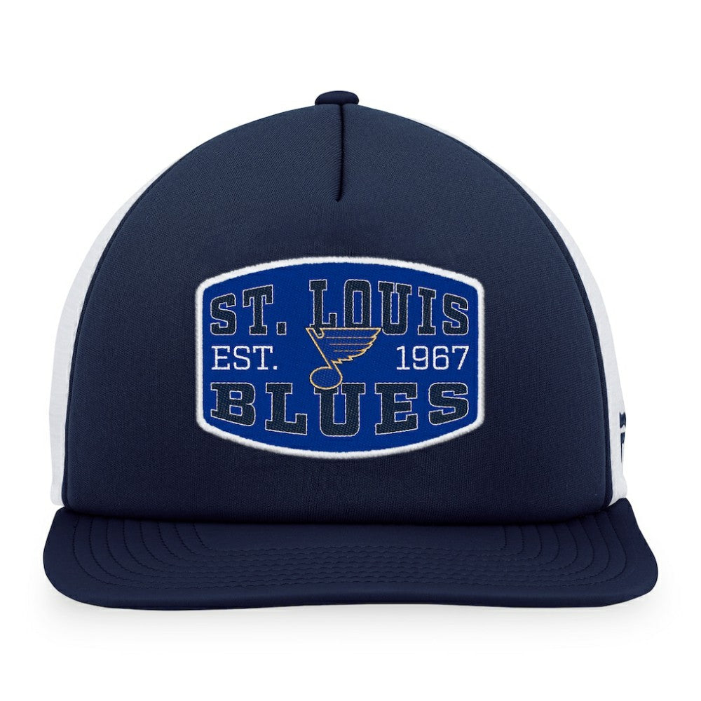 St. Louis Blues Fanatics Foam Front Patch Trucker Snapback Hat Navy/White