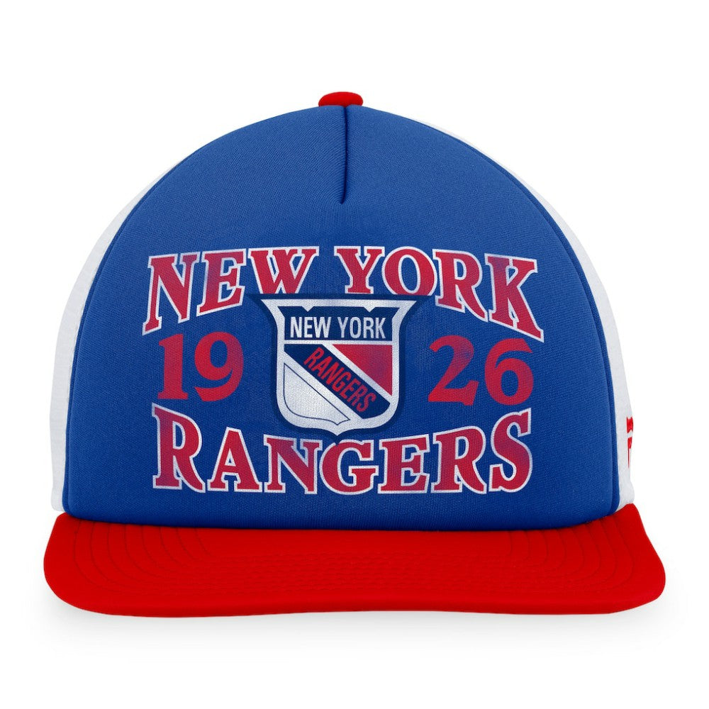 New York Rangers Fanatics Heritage Vintage Foam Front Trucker Snapback Hat Blue/Red