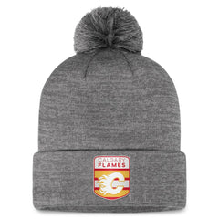 Calgary Flames Fanatics Authentic Pro Home Ice Cuffed Knit Hat with Pom Gray