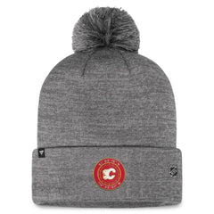Calgary Flames Fanatics Authentic Pro Home Ice Cuffed Knit Hat with Pom Gray