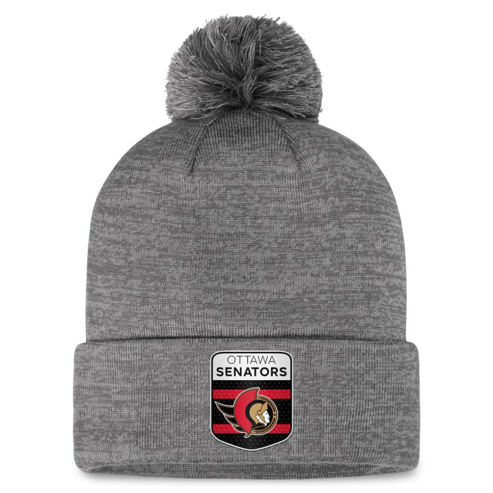 Ottawa Senators Fanatics Authentic Pro Home Ice Cuffed Knit Hat with Pom Gray
