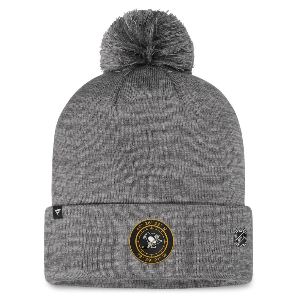 Pittsburgh Penguins Fanatics Authentic Pro Home Ice Cuffed Knit Hat with Pom Gray