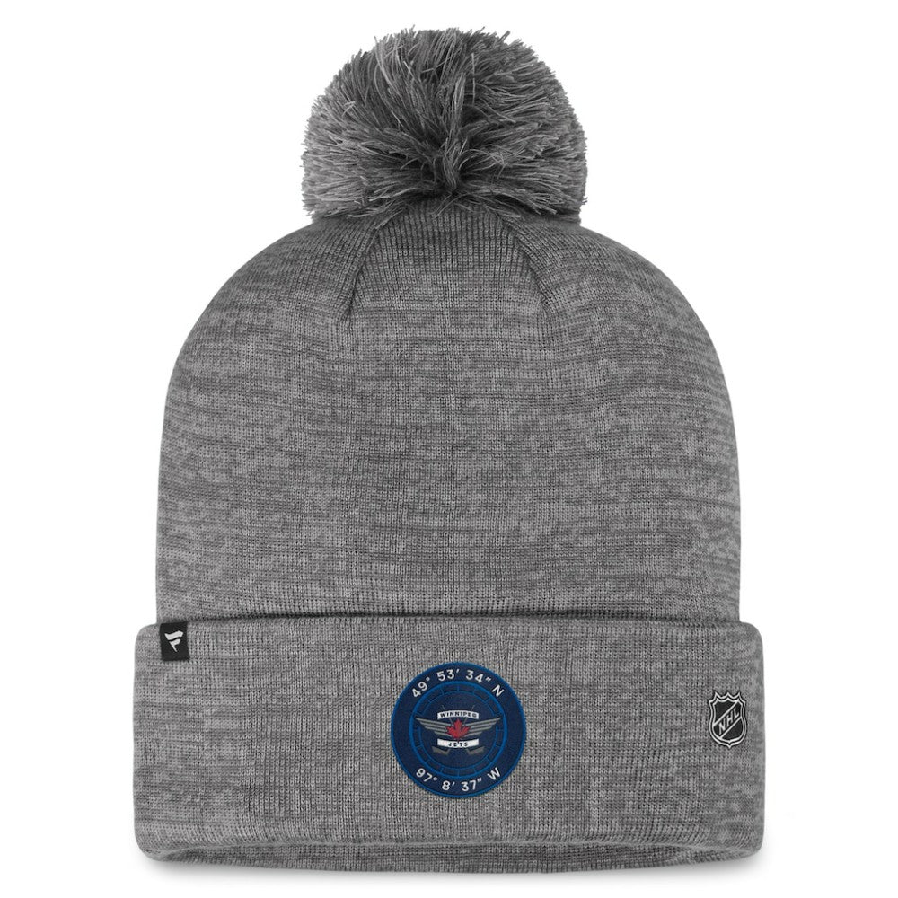 Winnipeg Jets Fanatics Authentic Pro Home Ice Cuffed Knit Hat with Pom Gray