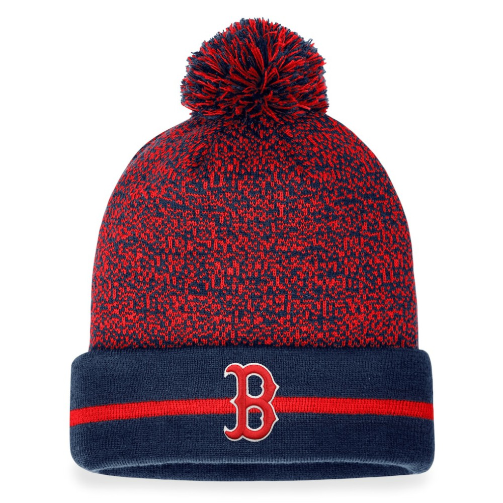 Boston Red Sox Space-Dye Cuffed Knit Hat with Pom Navy/Red