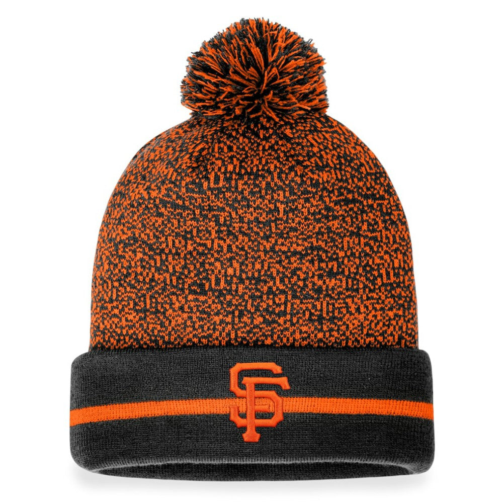 San Francisco Giants Space-Dye Cuffed Knit Hat with Pom Black/Orange