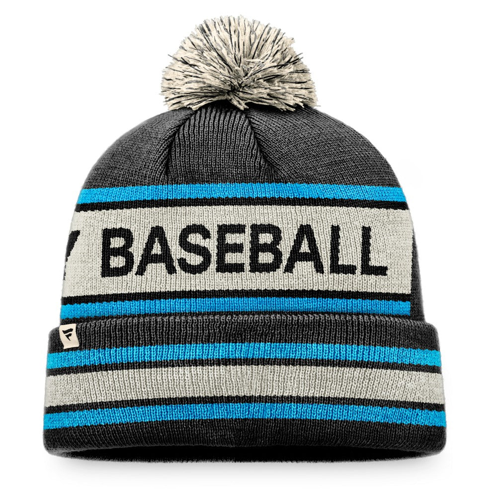 Miami Marlins Hometown Slogan Cuffed Knit Hat with Pom Black/Natural