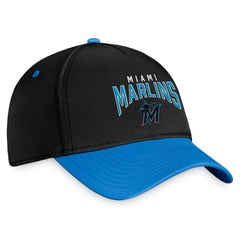 Miami Marlins Stacked Logo Flex Hat Black/Blue